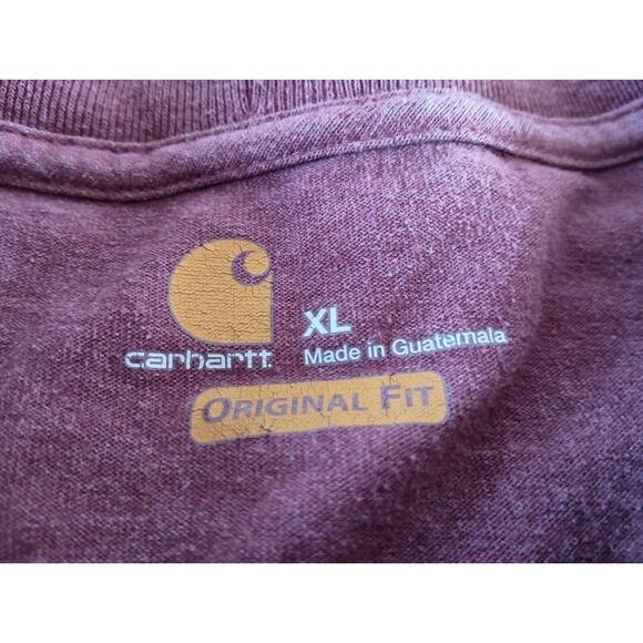 Carhartt Shirt Mens XL Maroon Short Sleeve Crew Neck Original Fit Cotton Logo - Picture 3 of 7